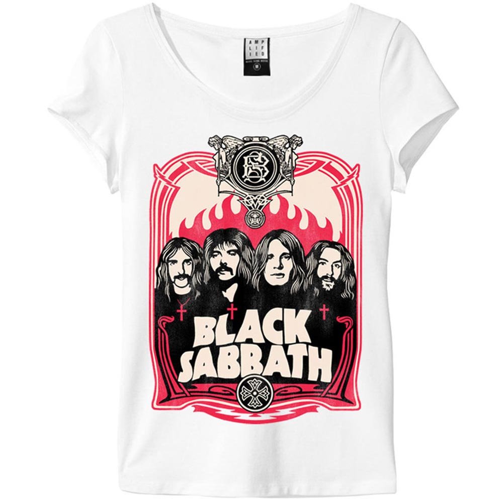 BLACK SABBATH ブラックサバス (OZZY OSBOURNE 追悼 ) - WHITE / Amplified( ブランド ) / Tシャツ / レディース - PGS